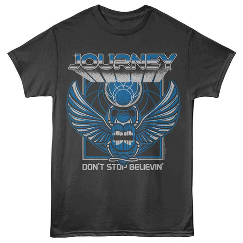 Smoke gray Journey t-shirt featuring Journey 3D Text Scarab design