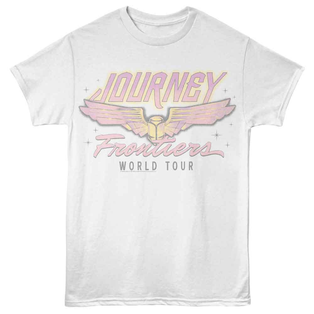White Journey t-shirt featuring Journey Frontiers World Tour design