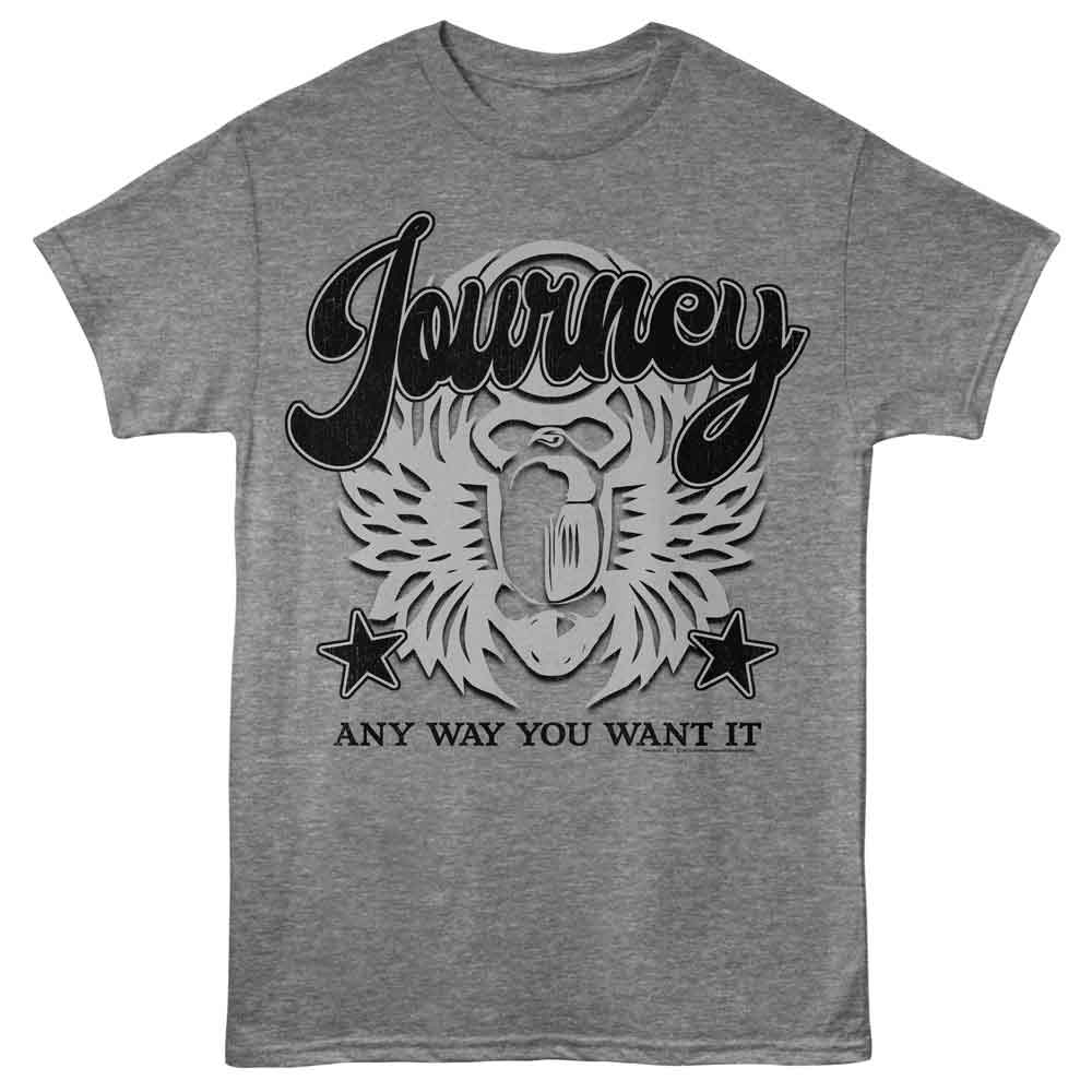 Graphite heather Journey t-shirt featuring Journey Any Way You Want It design