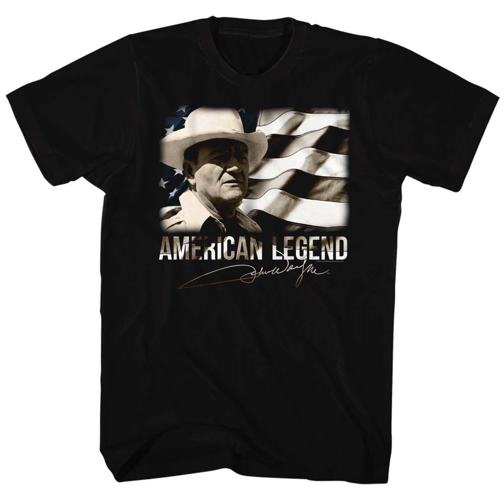 Black John Wayne t-shirt featuring John Wayne Legend design