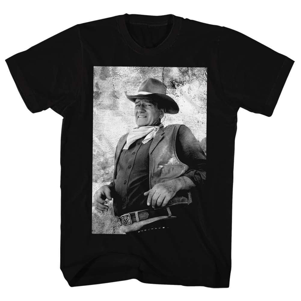 Black John Wayne t-shirt featuring John Wayne Repeated Name design