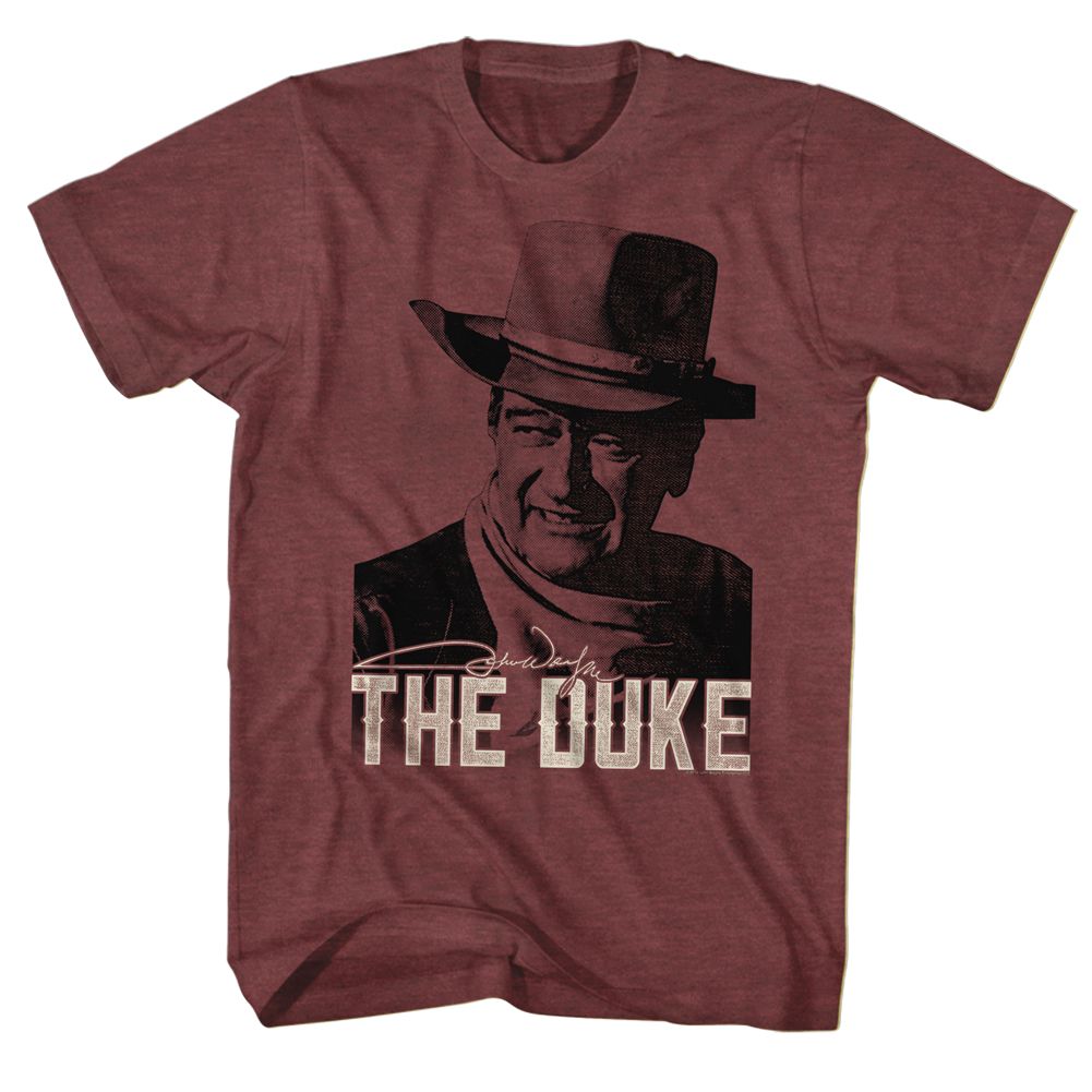 Vintage maroon heather John Wayne t-shirt featuring John Wayne Duke design