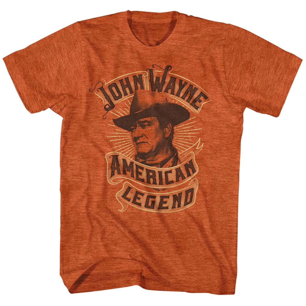 Antique orange heather John Wayne t-shirt featuring John Wayne Banner design