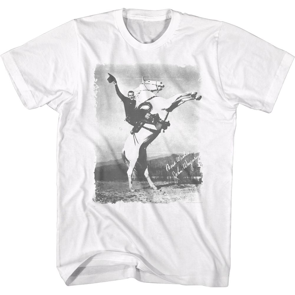 White John Wayne t-shirt featuring John Wayne Best Wishes design