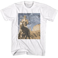 White John Wayne t-shirt featuring John Wayne Flag And Horse design