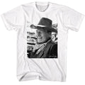 White John Wayne t-shirt featuring John Wayne Black And White Photo design
