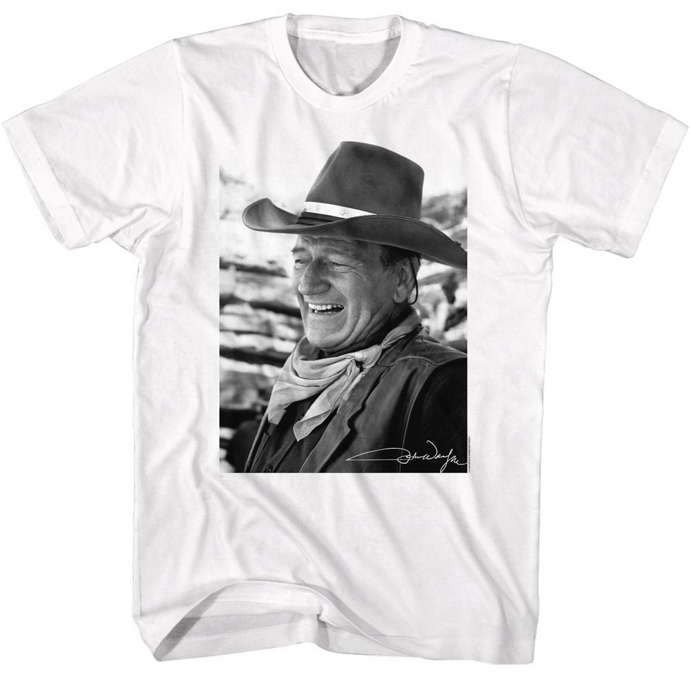 White John Wayne t-shirt featuring John Wayne Black And White Photo design