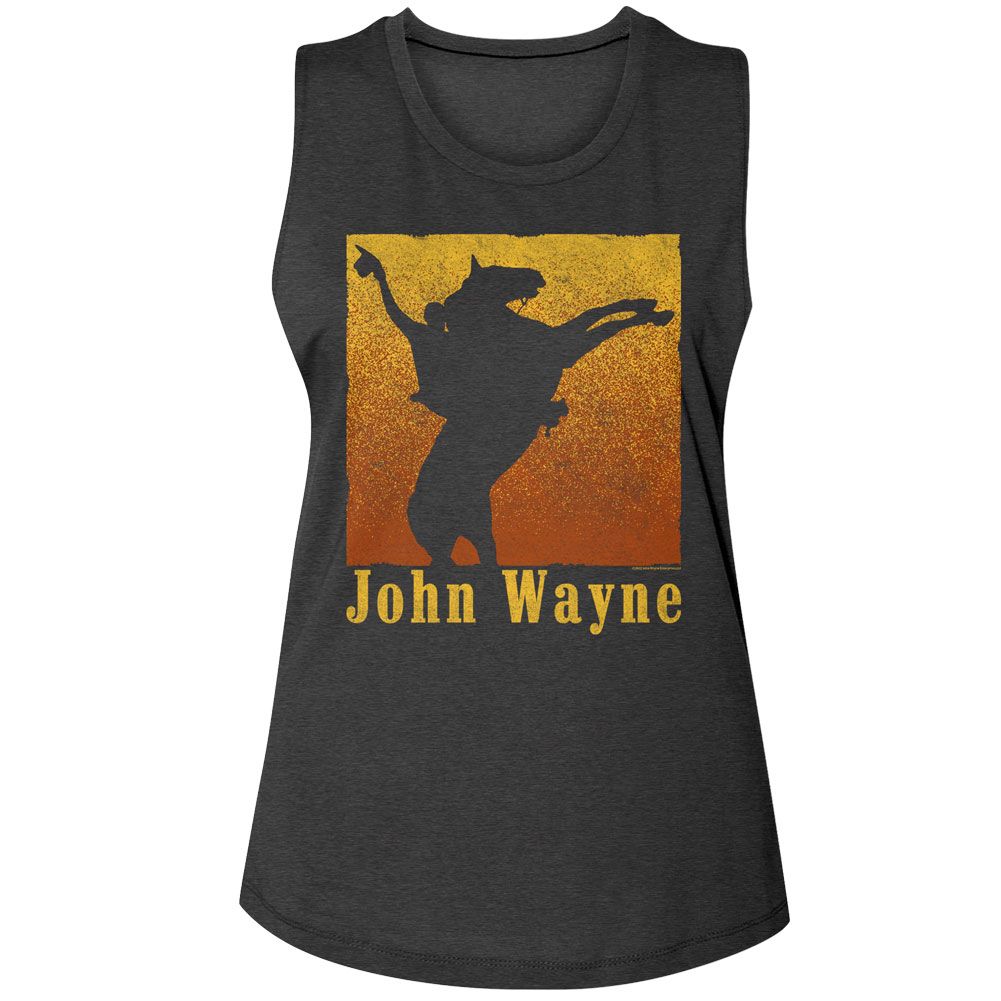 John Wayne Ladies Muscle Tank - Rearing Horse