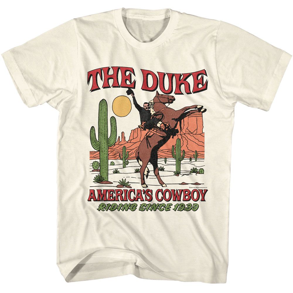 Natural John Wayne t-shirt featuring John Wayne America's Cowboy design