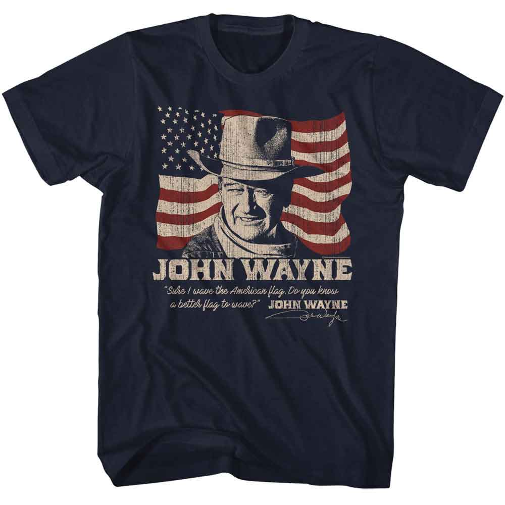 Navy John Wayne t-shirt featuring a Better Flag design