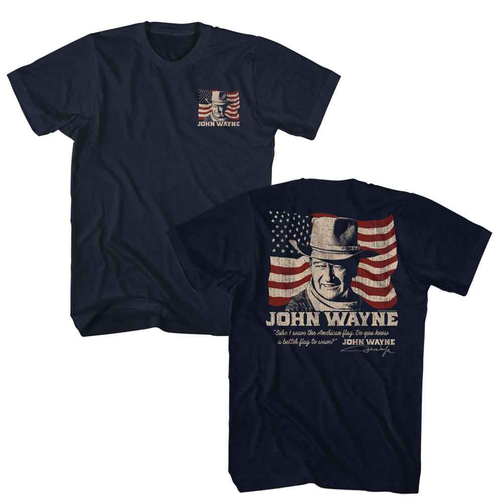 Navy John Wayne t-shirt featuring a Better Flag 2 design