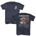 Navy Heather John Wayne t-shirt featuring a Tomorrow quote design