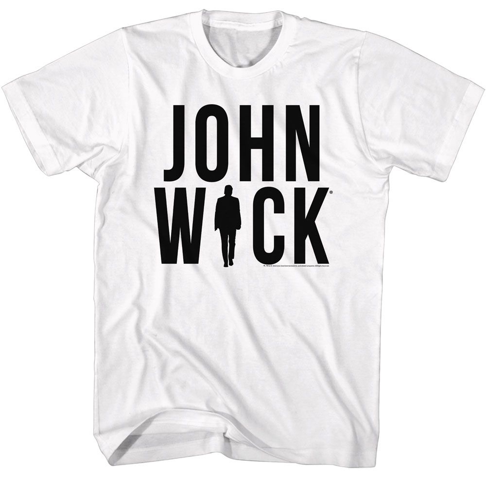 White John Wick t-shirt featuring John Wick Silhouette Logo design