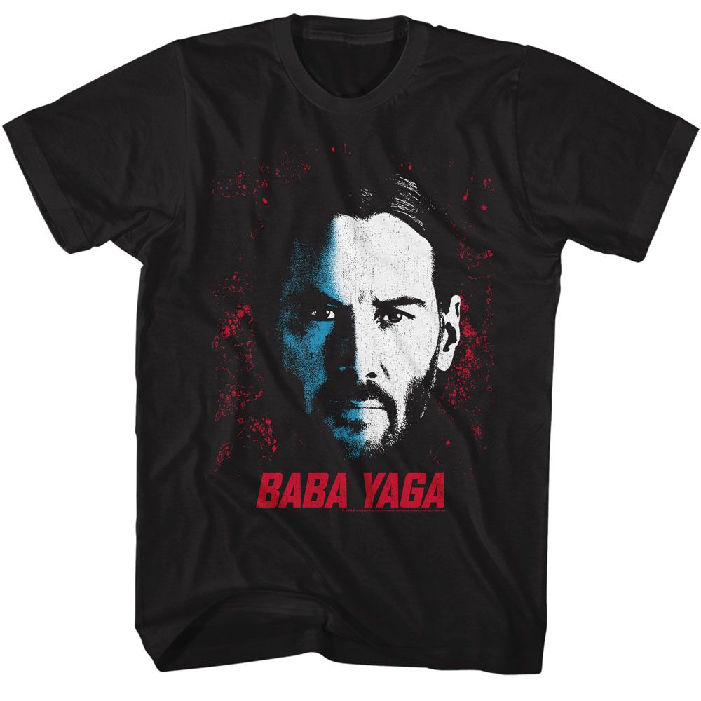 Black John Wick t-shirt featuring John Wick Face Of Baba Yaga design
