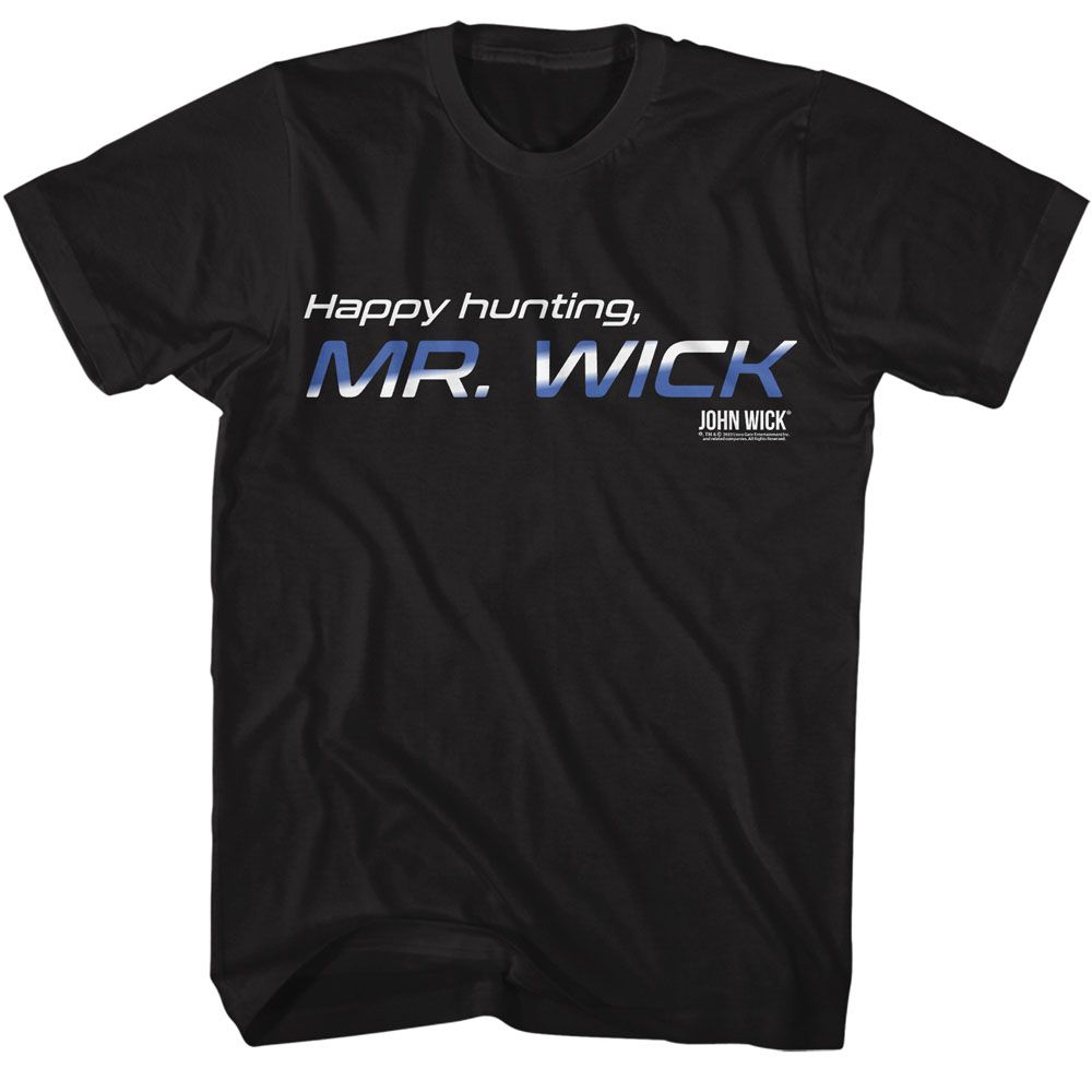 Black John Wick t-shirt featuring John Wick Happy Hunting design