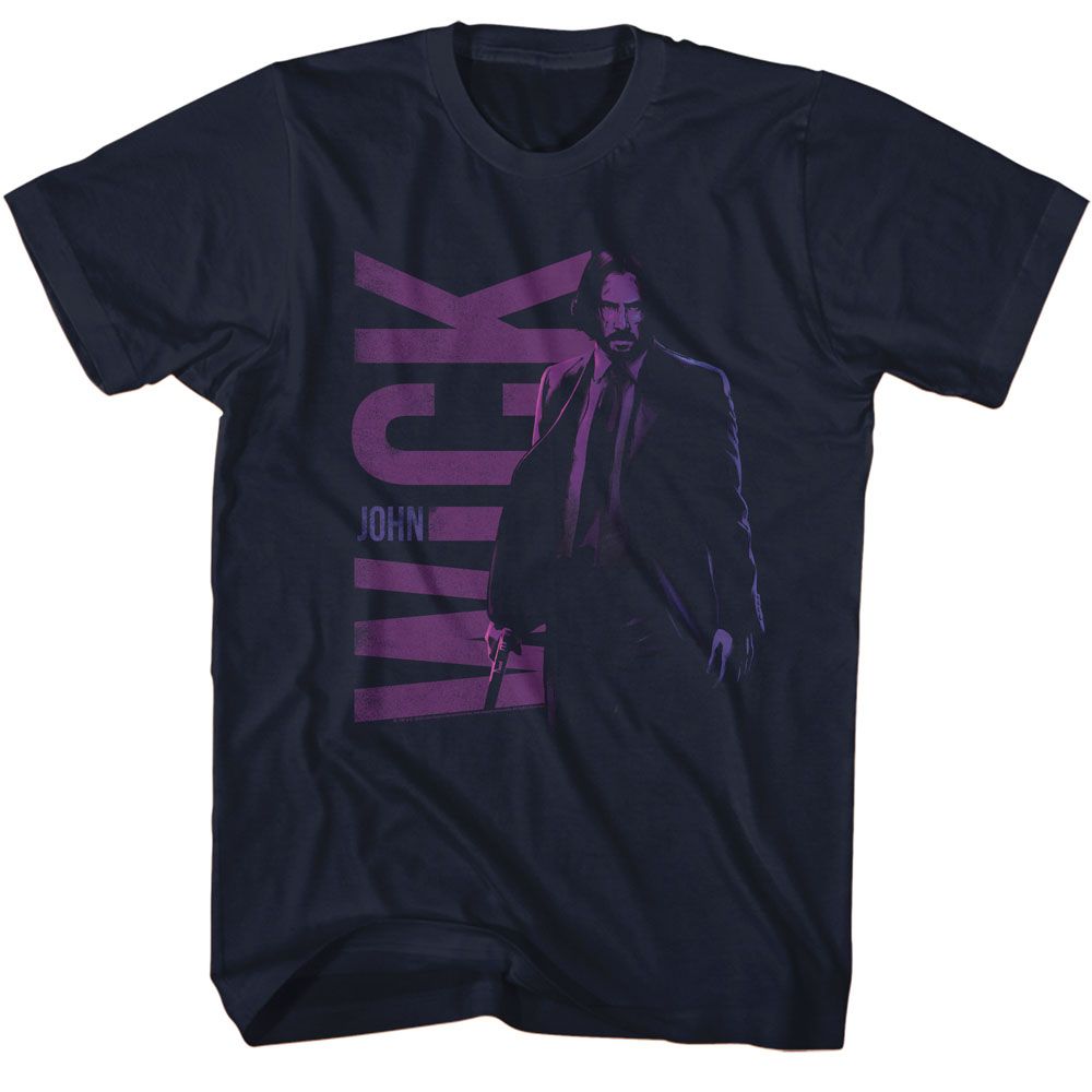 Navy John Wick t-shirt featuring John Wick Name And Character Illustration design