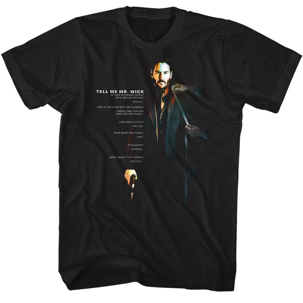 Black John Wick t-shirt featuring John Wick Tell Me design