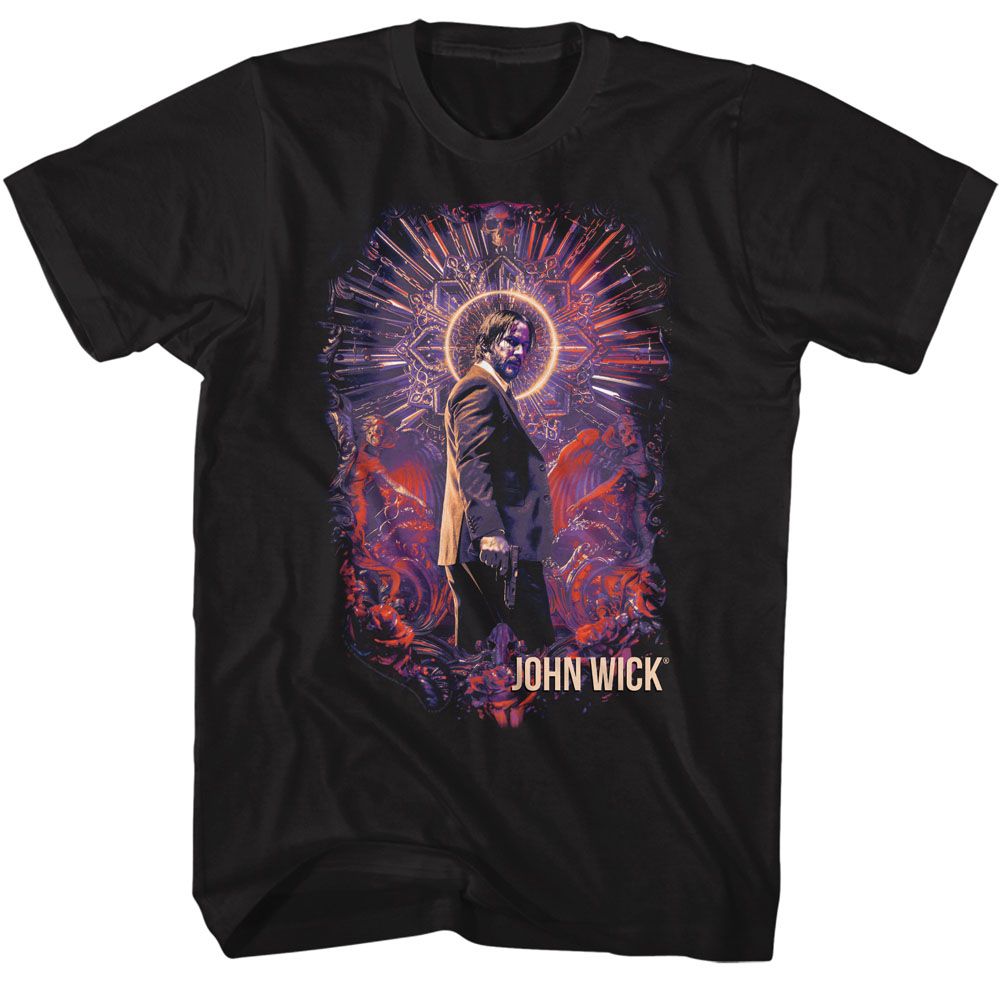 Black John Wick t-shirt featuring John Wick Neon Halo Recolor design