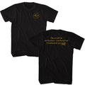 Black John Wick t-shirt featuring John Wick Continental Locations design (front and back)