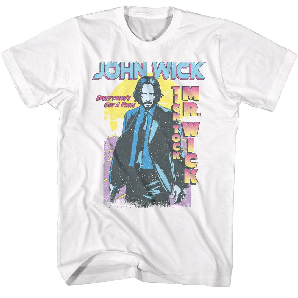 White John Wick t-shirt featuring John Wick Tick Tock Mr Wick design