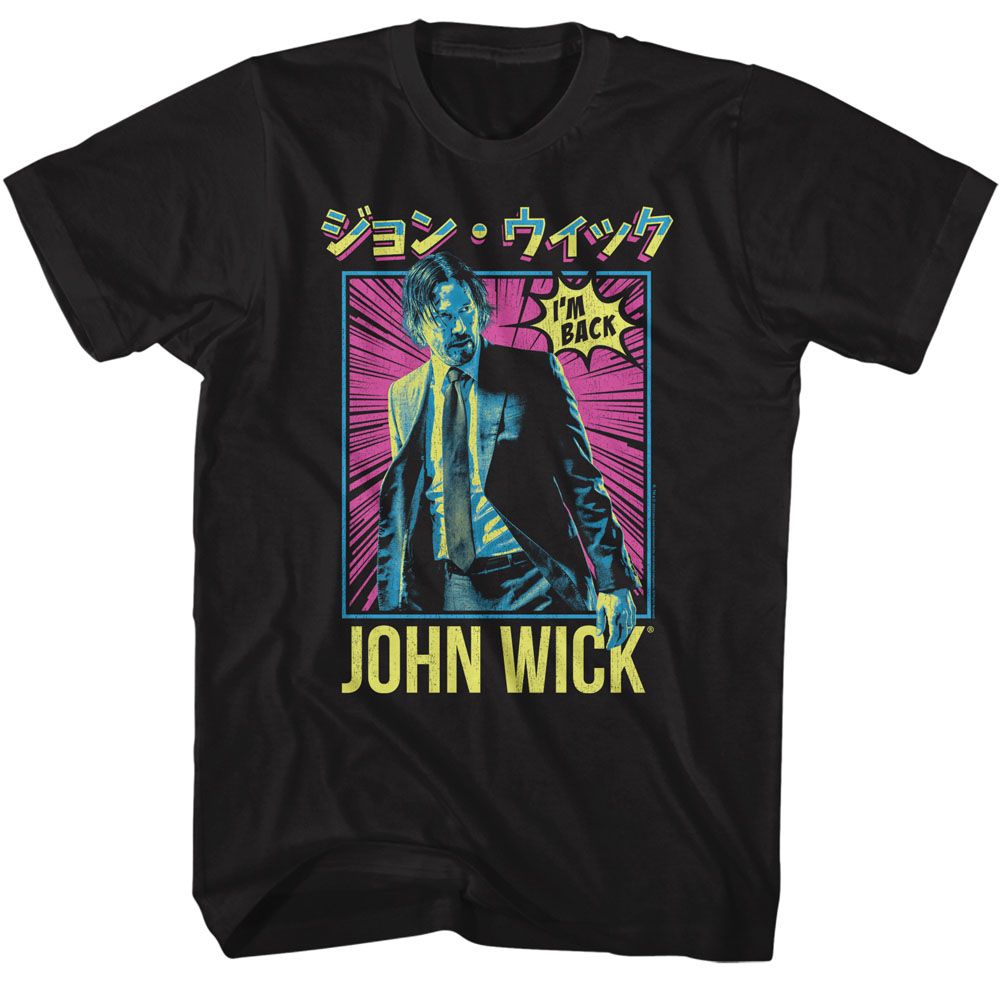 Black John Wick t-shirt featuring John Wick Neon Manga design