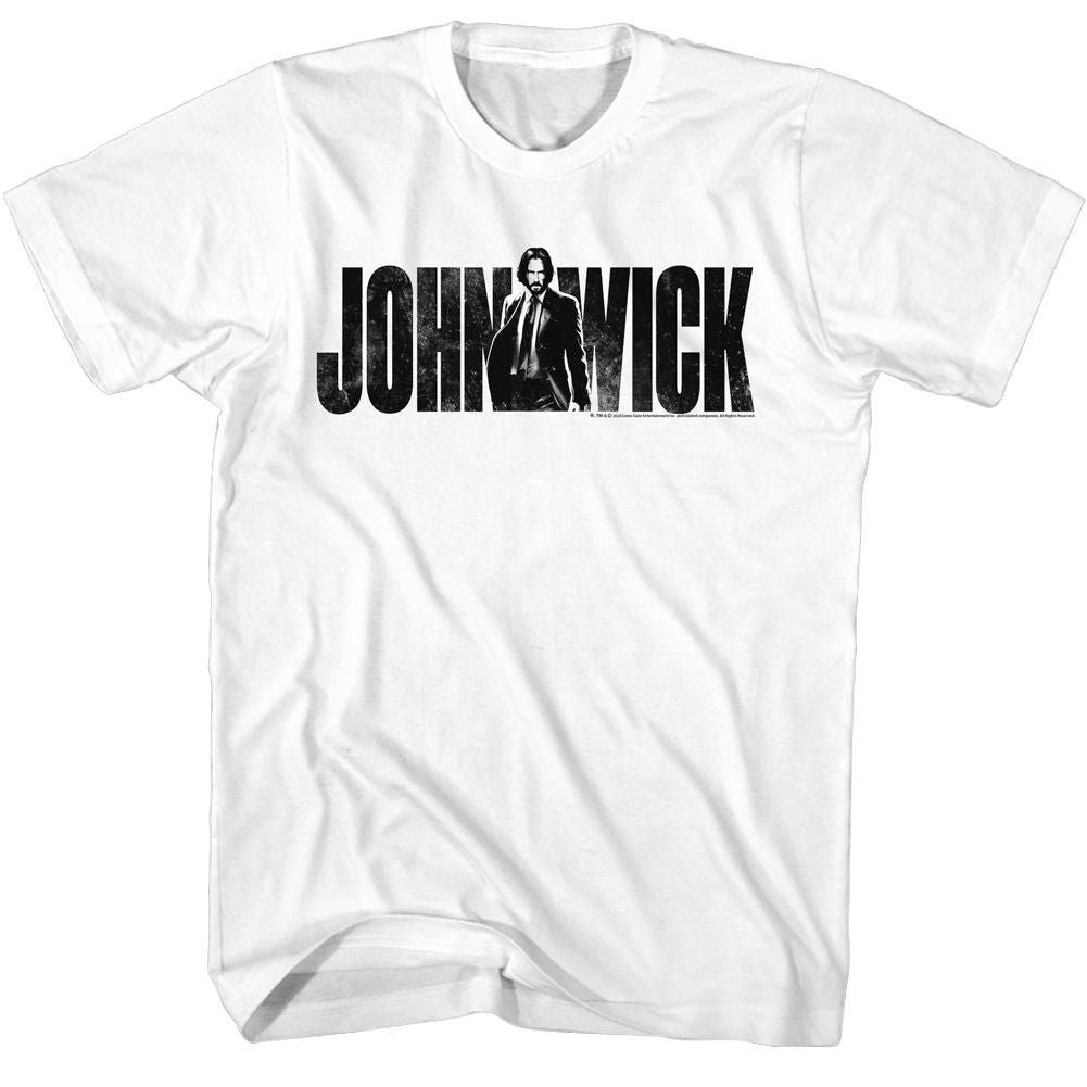 White John Wick t-shirt featuring John Wick With Name design