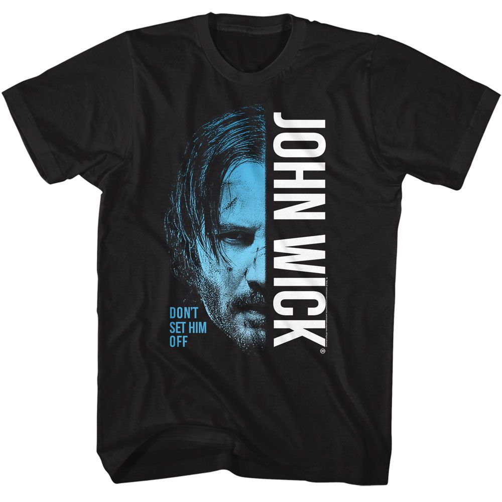 Black John Wick t-shirt featuring John Wick Half Face design