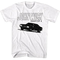 White John Wick t-shirt featuring John Wick Chapter 4 Car design