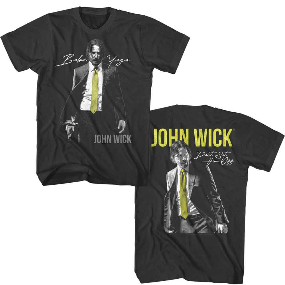 Smoke gray John Wick t-shirt featuring John Wick Baba Yaga Set Off design (front and back)