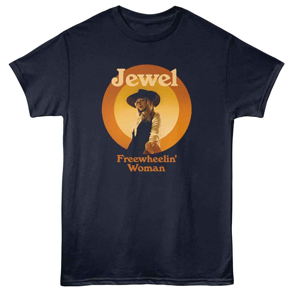 Navy Jewel t-shirt featuring Jewel Freewheelin' Circle design