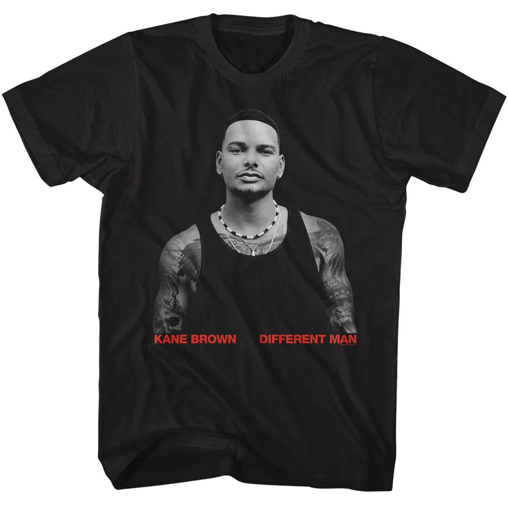 Black Kane Brown t-shirt featuring Kane Brown Different Man 2022 album design