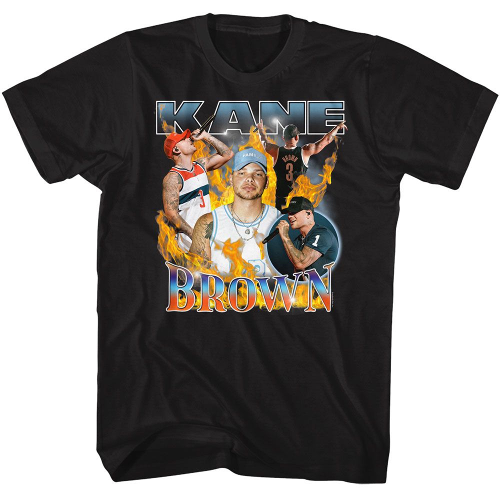 Black Kane Brown t-shirt featuring a Fire Multi Image design
