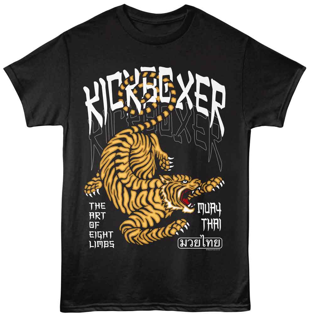 Black Kickboxer t-shirt featuring Kickboxer Eight Limbs design