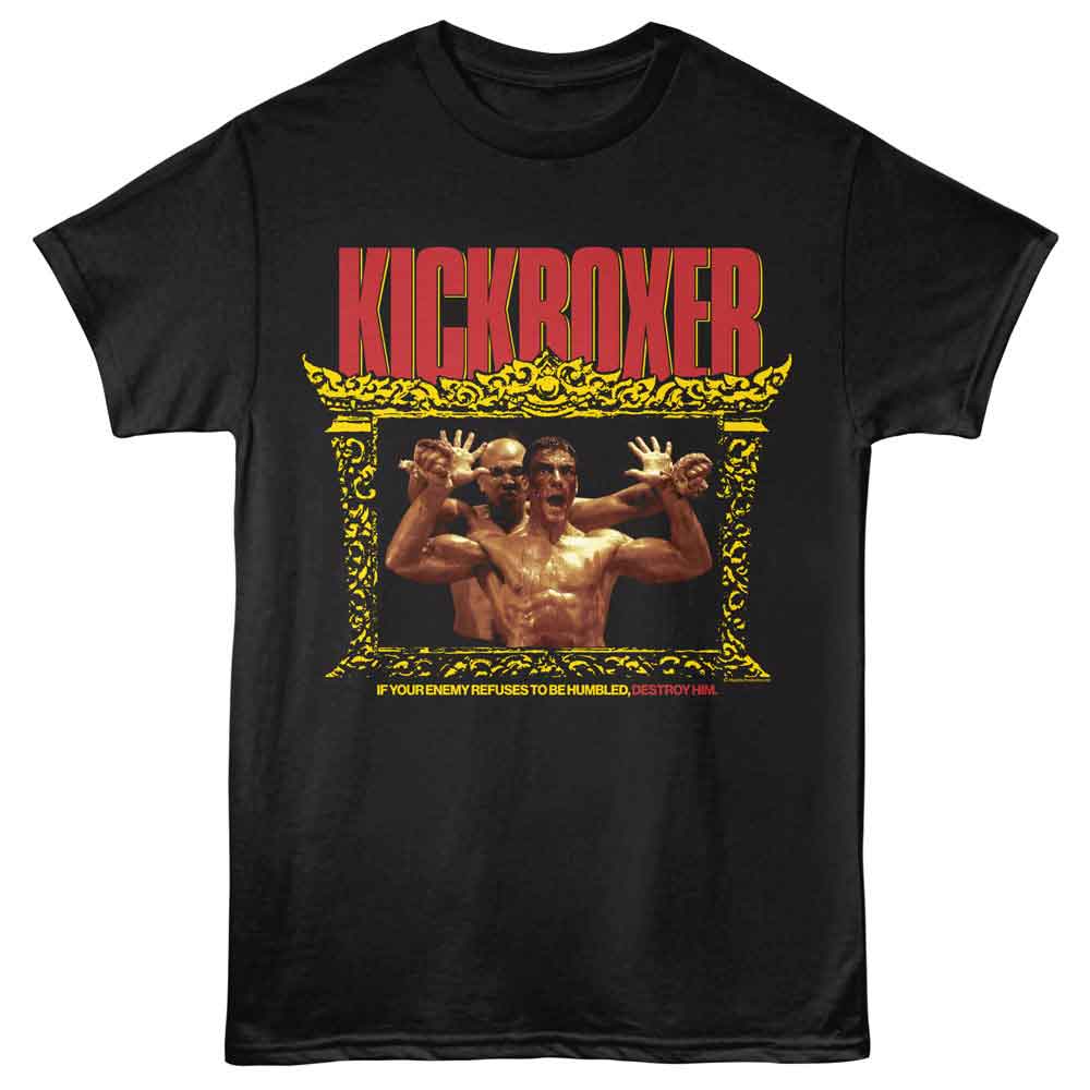 Black Kickboxer t-shirt featuring Kickboxer Destroy Your Enemy design