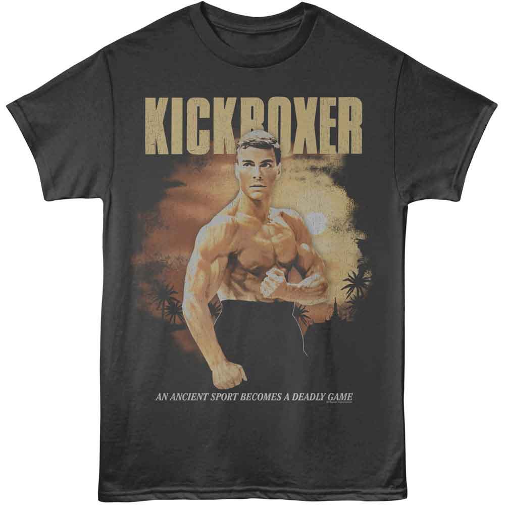 Smoke gray Kickboxer t-shirt featuring Kickboxer Sunset Background design