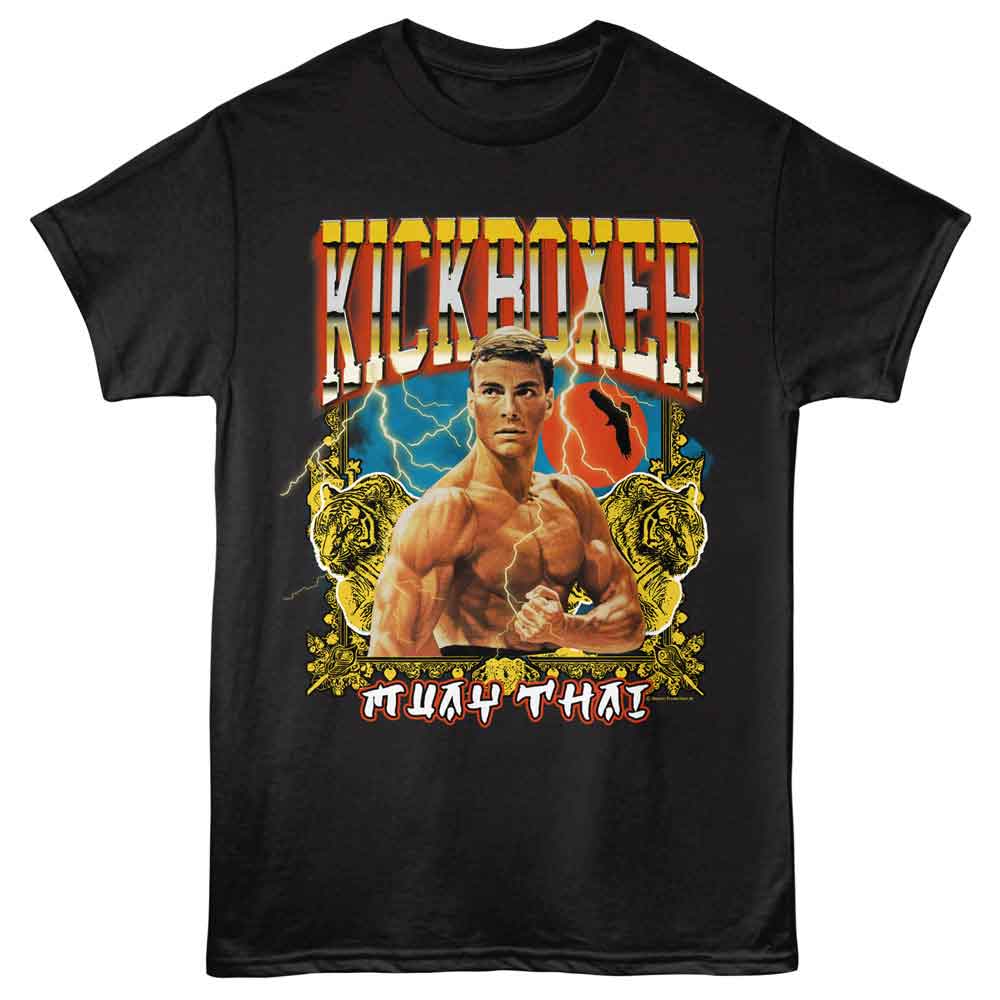 Black Kickboxer t-shirt featuring Kickboxer Two Tigers design