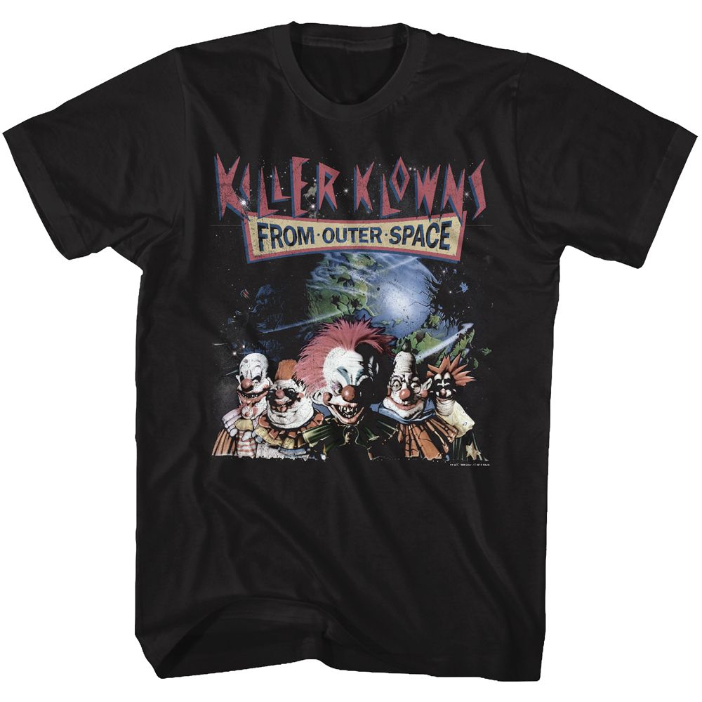 Black Killer Klowns from Outer Space t-shirt featuring Killer Klowns In Space design
