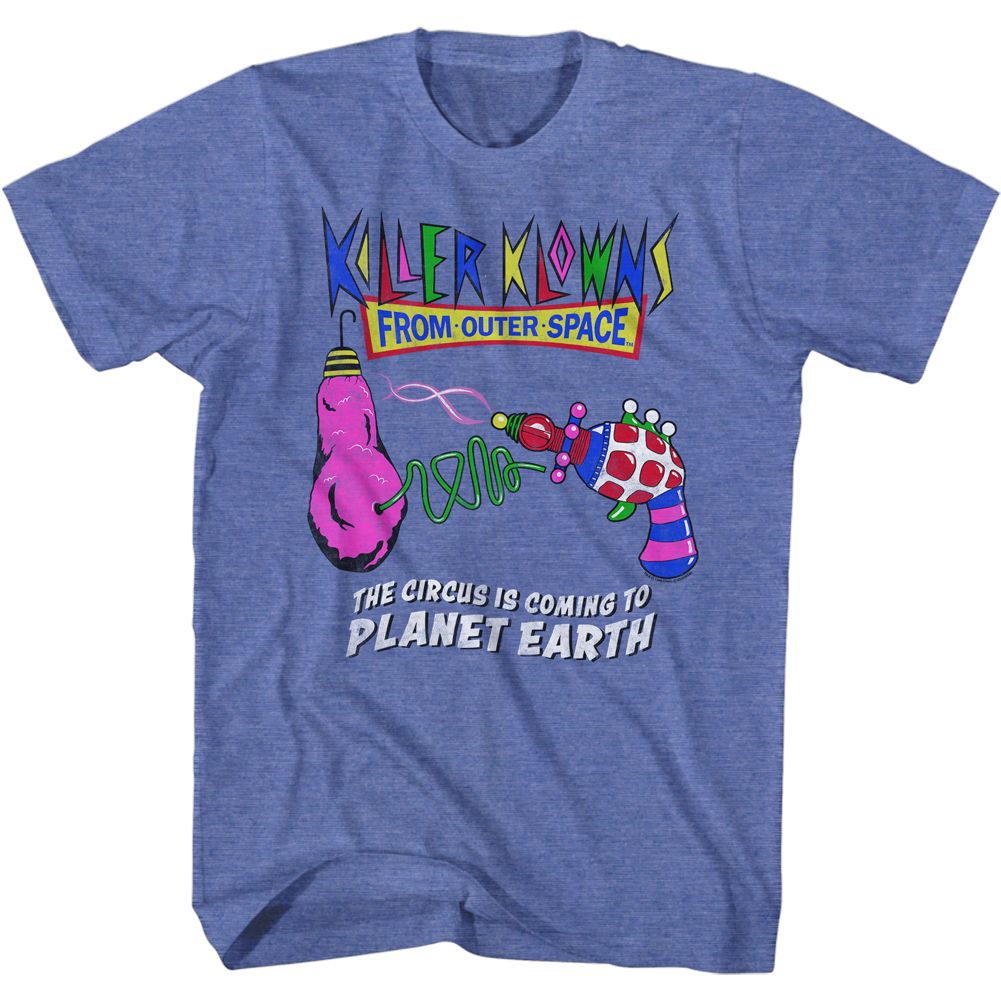 Royal heather Killer Klowns from Outer Space t-shirt featuring Killer Klowns Circus Is Coming design