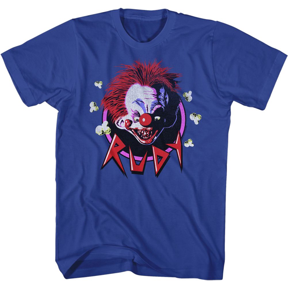 Royal blue Killer Klowns from Outer Space t-shirt featuring Killer Klowns Rudy design