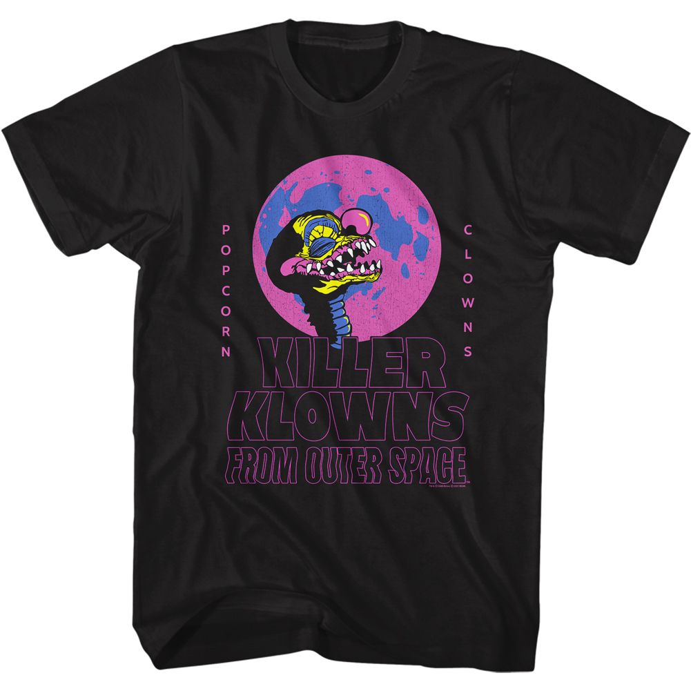 Black Killer Klowns from Outer Space t-shirt featuring Killer Klowns Popcorn Klowns design