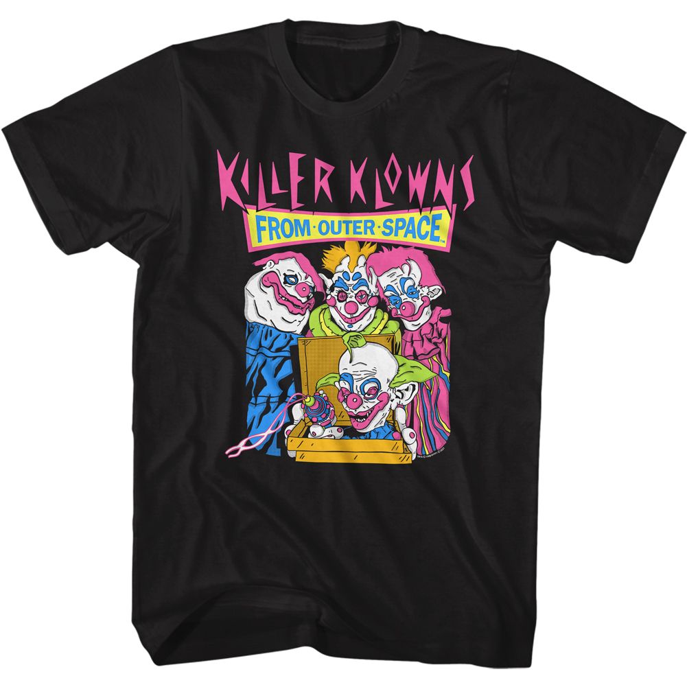 Black Killer Klowns from Outer Space t-shirt featuring Killer Klowns Pizza Deliveries design