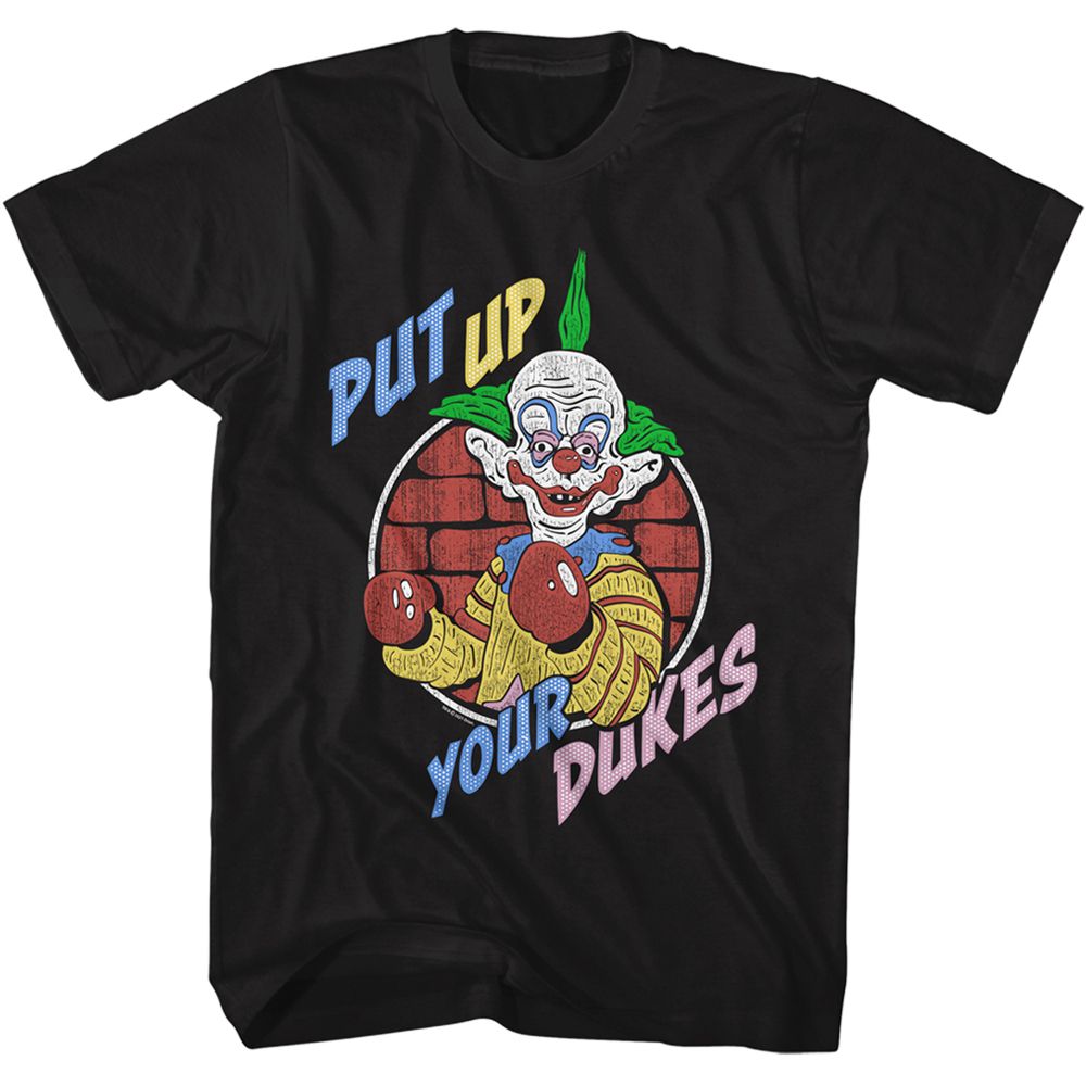 Black Killer Klowns from Outer Space t-shirt featuring Killer Klowns Put Up Your Dukes design
