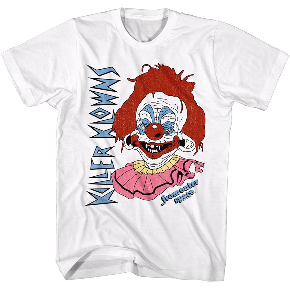 White Killer Klowns from Outer Space t-shirt featuring Killer Klowns Rudy Headshot design