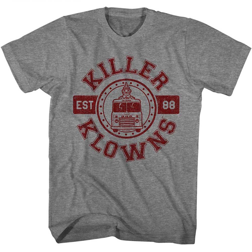 Graphite heather Killer Klowns from Outer Space t-shirt featuring Killer Klowns Klown Kollege design