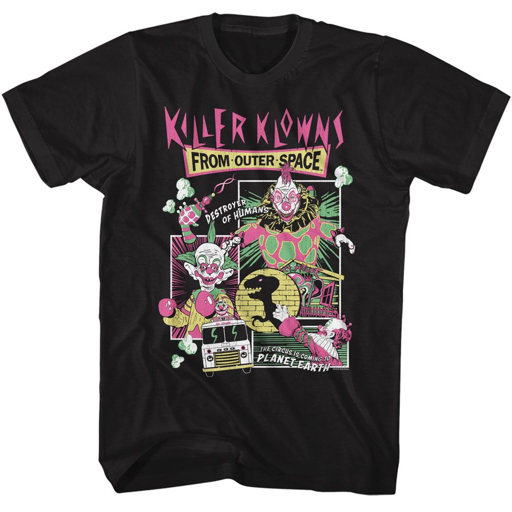 Black Killer Klowns from Outer Space t-shirt featuring Killer Klowns Comic Boxes design
