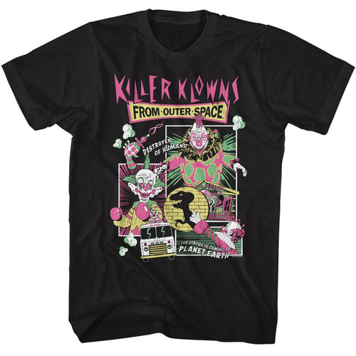 Black Killer Klowns from Outer Space t-shirt featuring Killer Klowns Comic Boxes design