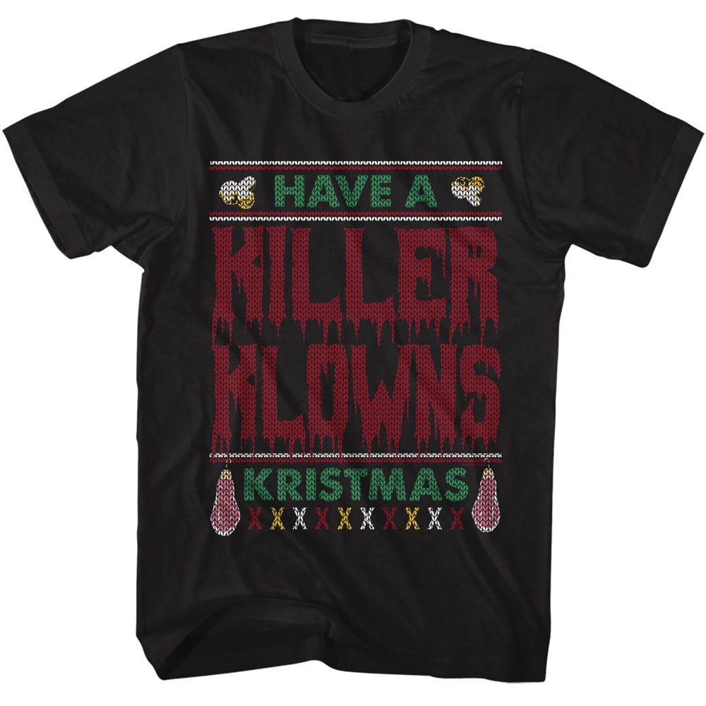 Black Killer Klowns from Outer Space t-shirt featuring Killer Klowns Ugly Sweater design