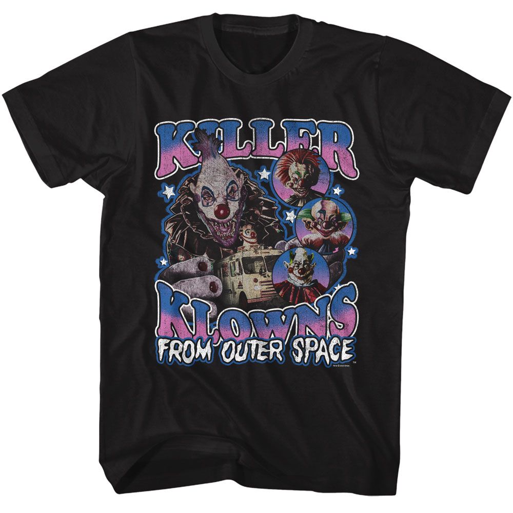 Black Killer Klowns from Outer Space t-shirt featuring Killer Klowns Collage design