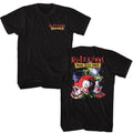 Black Killer Klowns from Outer Space t-shirt featuring Killer Klowns In Space design (front and back)
