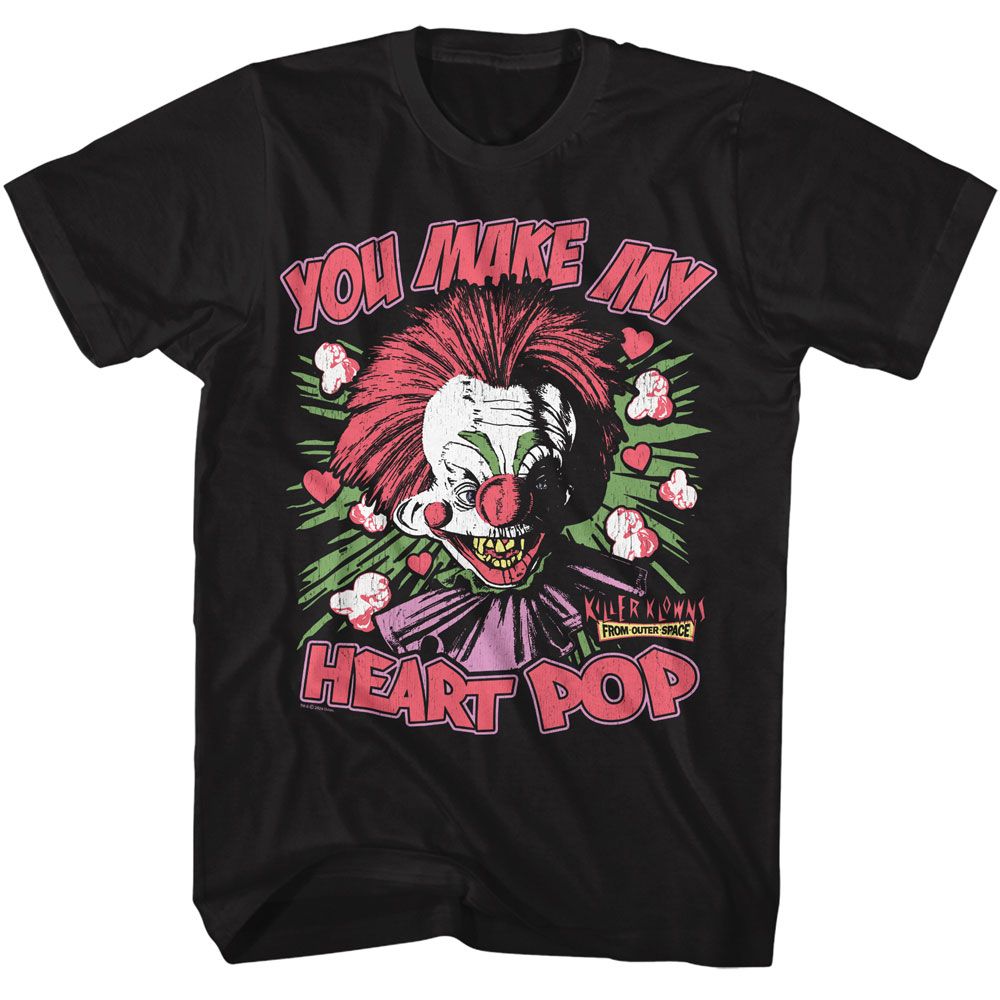 Black Killer Klowns from Outer Space t-shirt featuring Killer Klowns Heart Pop design
